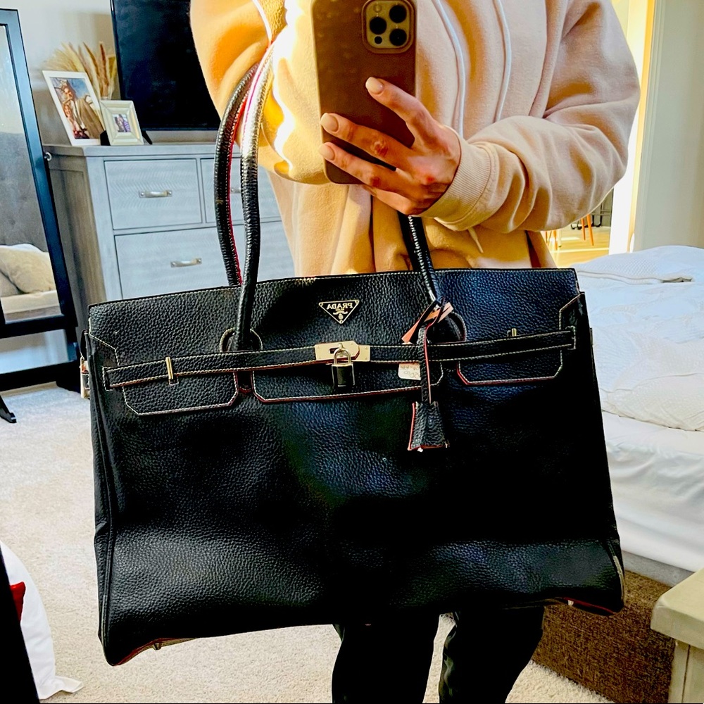 LARGE Designer inspired black tote